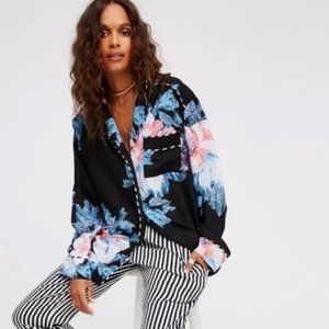 Free People Intimately Free Floral Button Down Shirt Size M